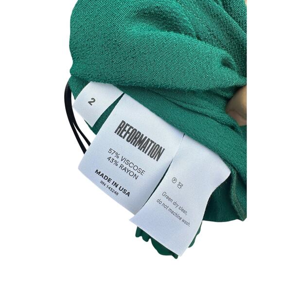 REFORMATION Marilyn Dress Gown Emerald Green 2 XS - Picture 8 of 8